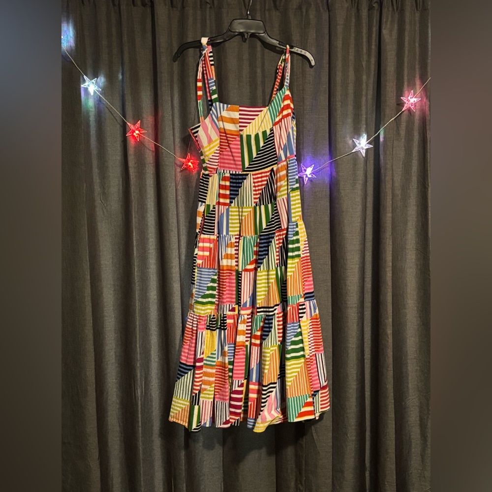 Patchwork Stripe Tiered Dress